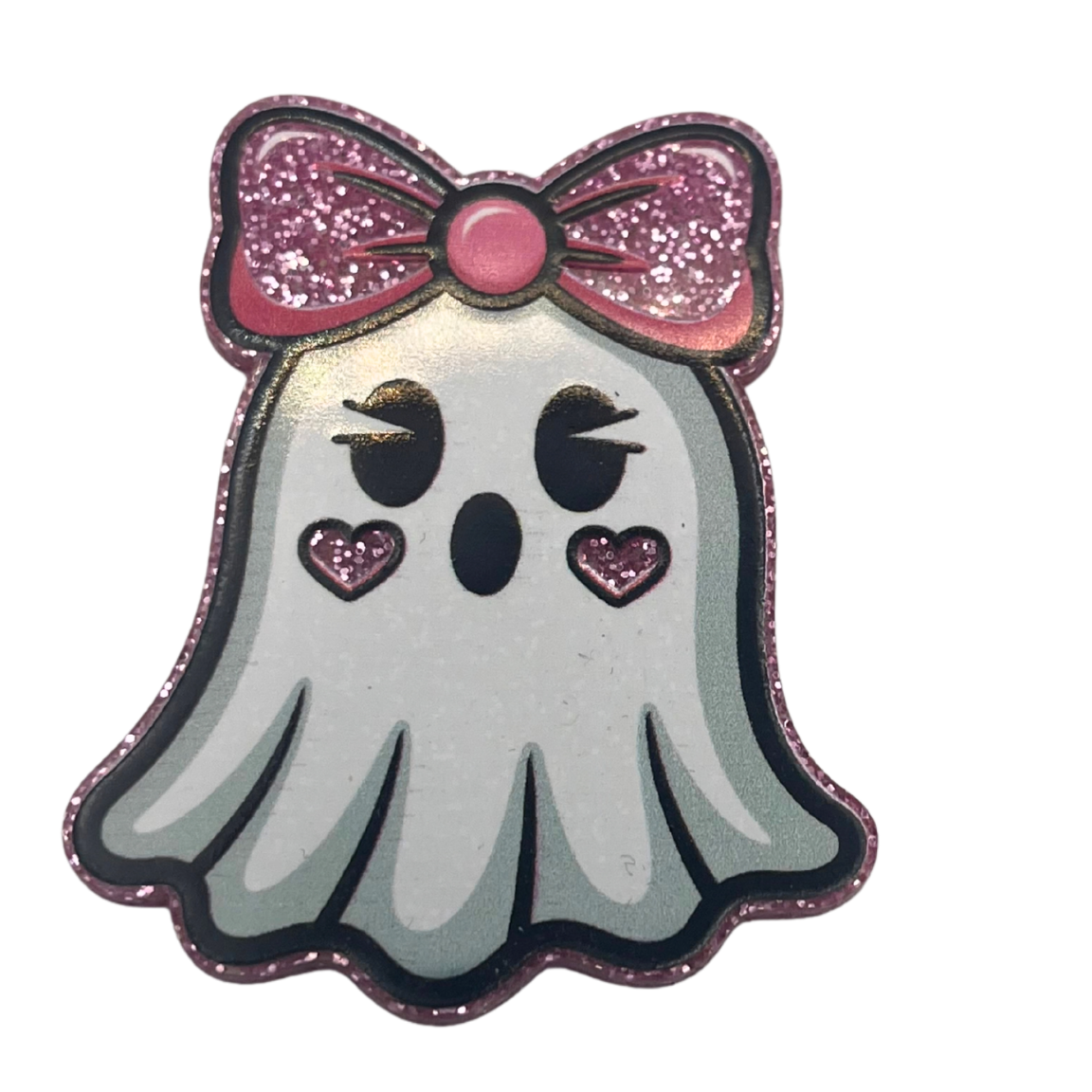 Pink Glitter Boo! Badge Reel