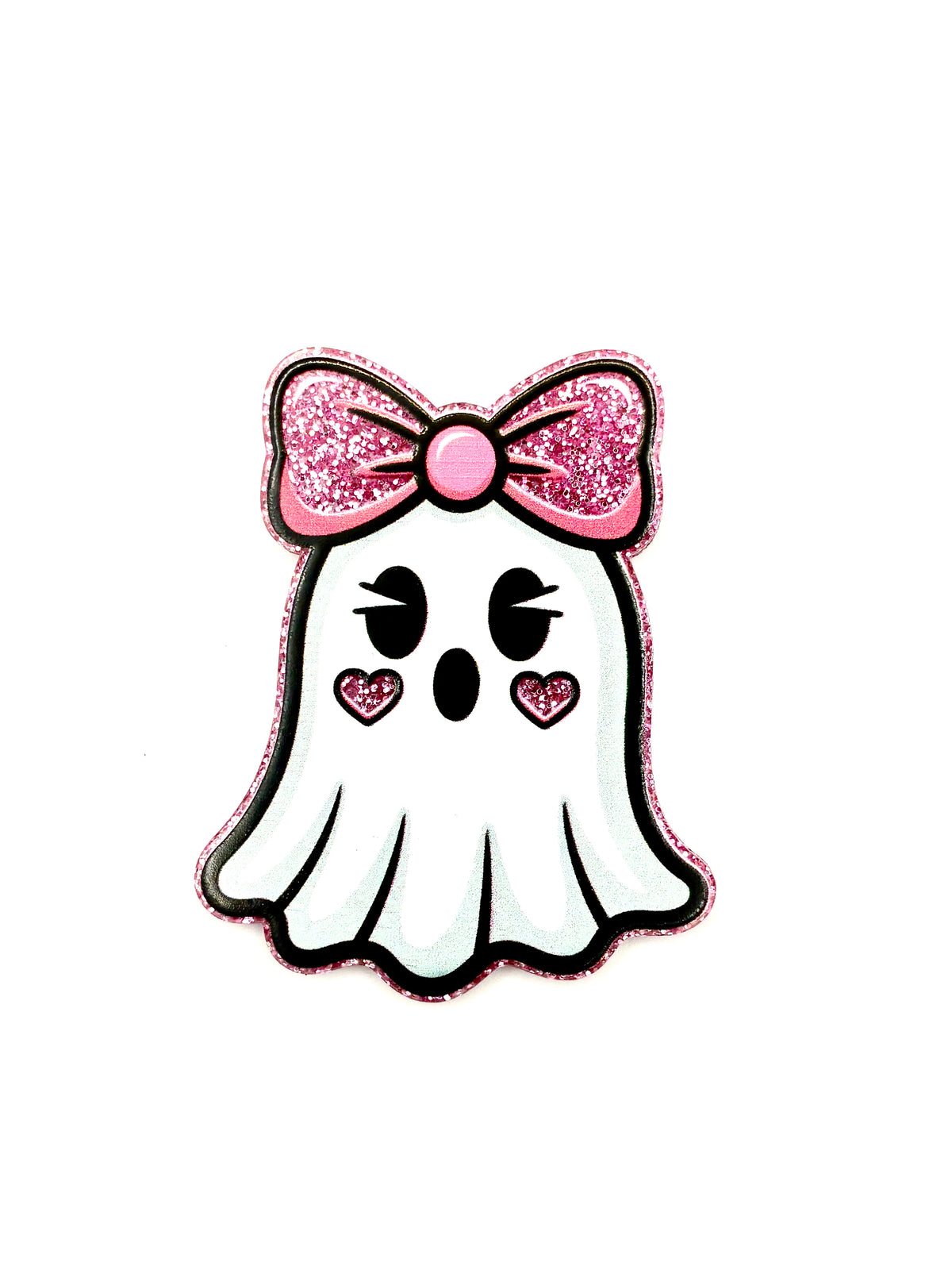 Pink Glitter Boo! Badge Reel