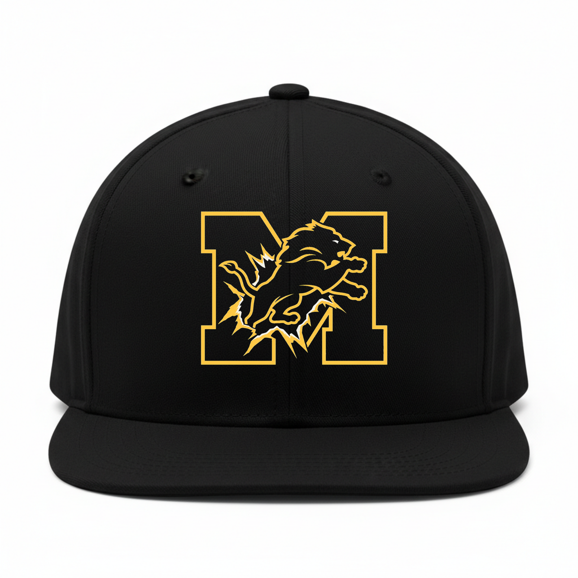 Black Meadowdale Lions Hat - Lion Busting Out the M