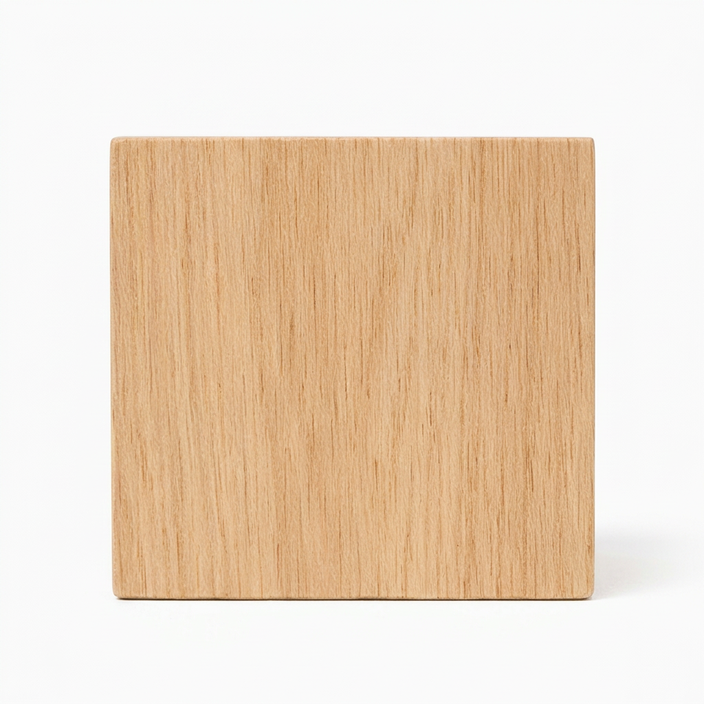 Straight-on view of the wooden block
